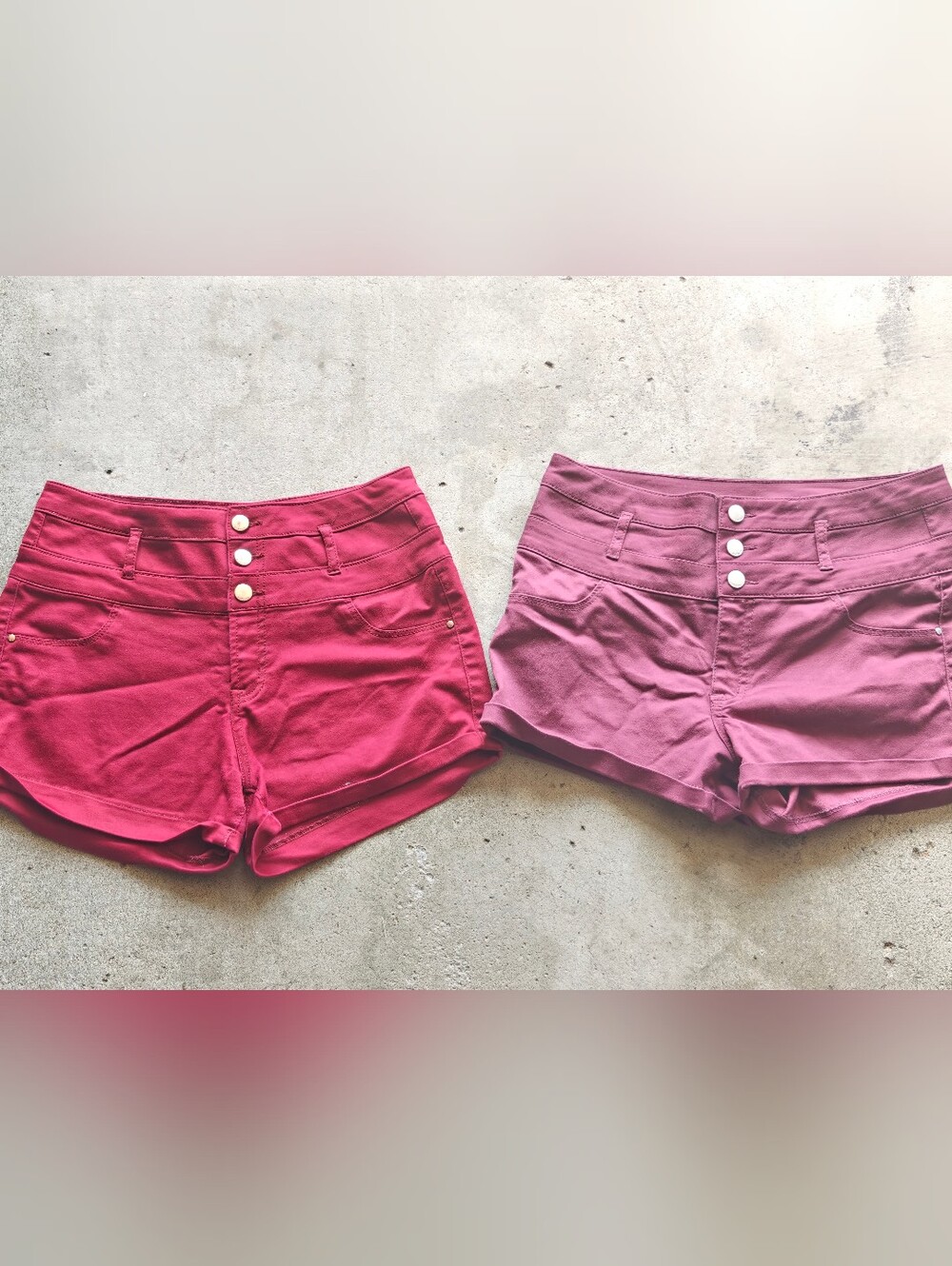 2 Pair Women's Refuge Shorts Size 8 1 Pink 1 Maroon Button And Zip Up